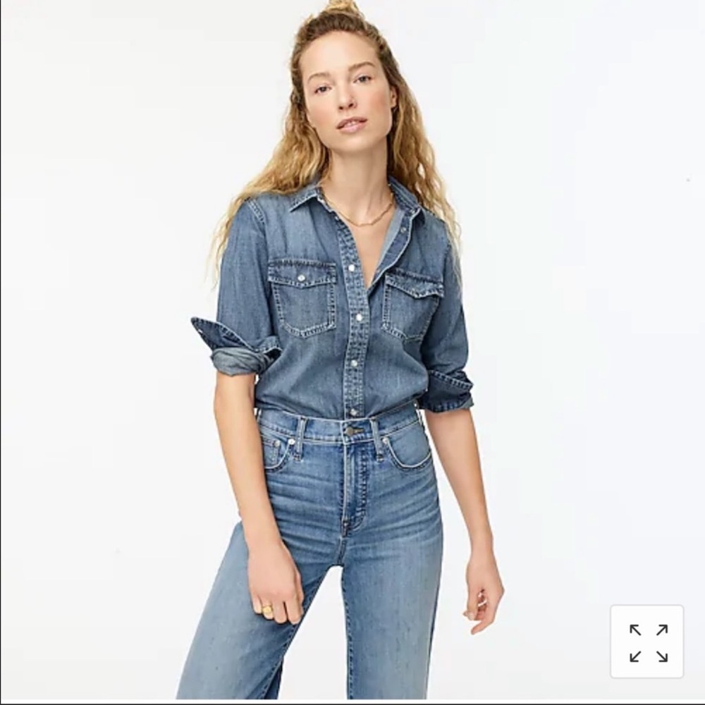 J Crew Washed Western Chambray Top